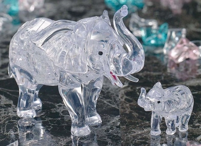 3D Crystal Puzzle Elephant with Baby