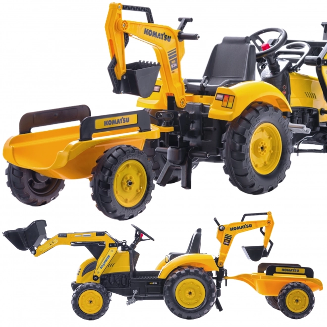 Pedal Tractor Komatsu with Front and Rear Bucket and Roller