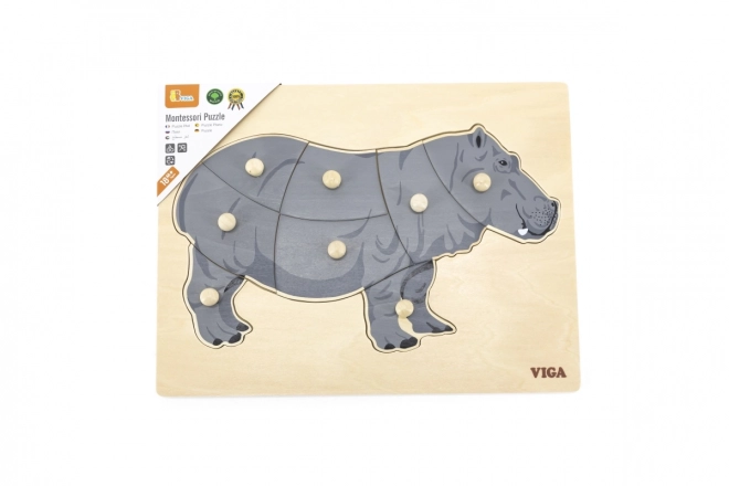 Wooden Montessori Puzzle - Hippo