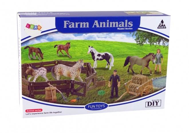 Wooden Farm Set with Horse Figures