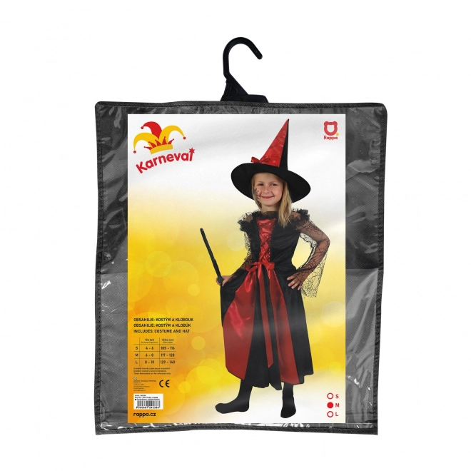 Children's Witch Costume Black and Red with Hat