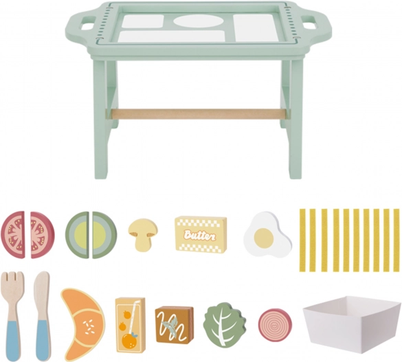 Set Colazione Woopie Green con Vassoio e Accessori in Legno Pastello