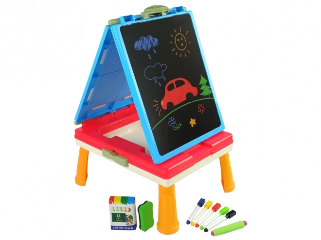 3-in-1 Magnetic Chalkboard and Game Table Blue