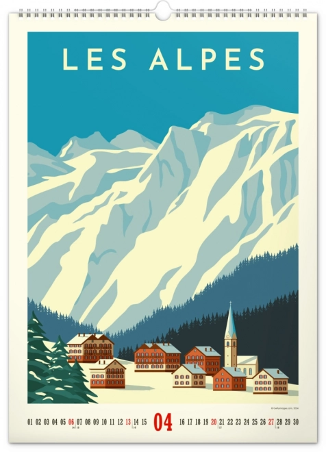 Wall Calendar Travel Posters - Mountains 2025