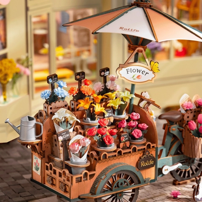 3d wooden puzzle flower cart