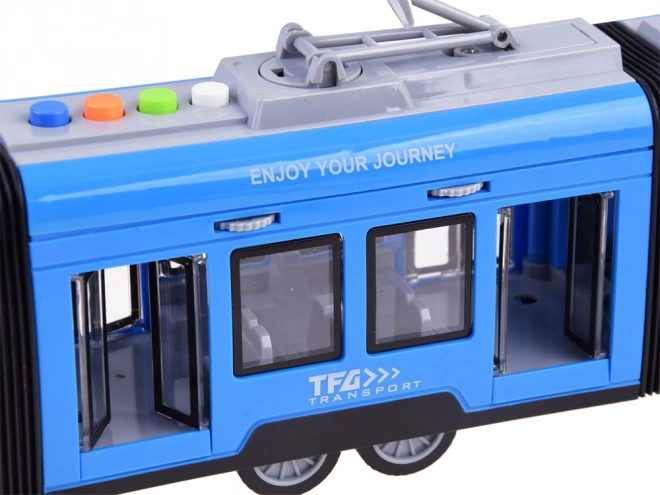 Blue Articulated Tram with Lights and Sound