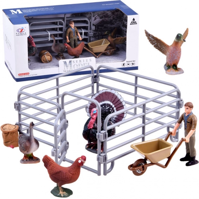 Farm Animal Figurine Set with Ostrich and Chicken – A