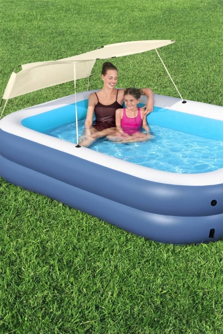 Family Inflatable Pool with UV Protection and Movable Canopy