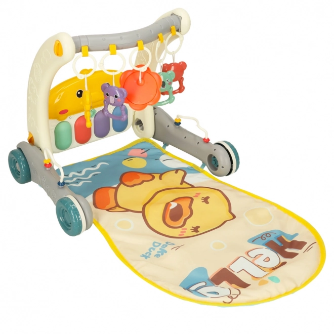 Educational Play Gym and Walker with Piano 2-in-1 Gray