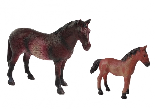 Horse and Foal Figurine Set with Enclosure