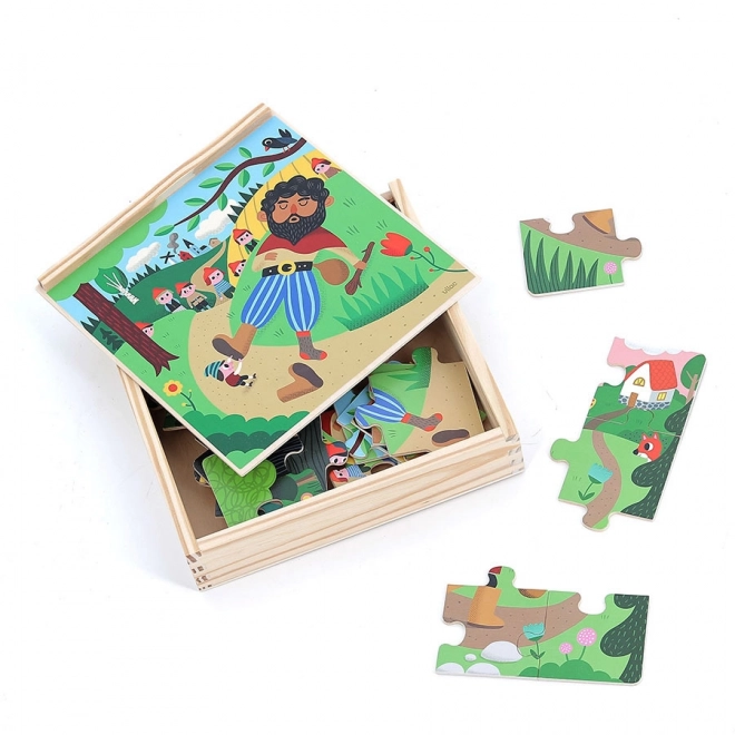 Vilac wooden puzzle of thumbelina 4 in 1