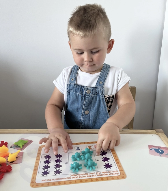 Set educativo Woopie Montessori per l'apprendimento del conteggio e della classificazione dei colori Mondo Marino 111 pezzi