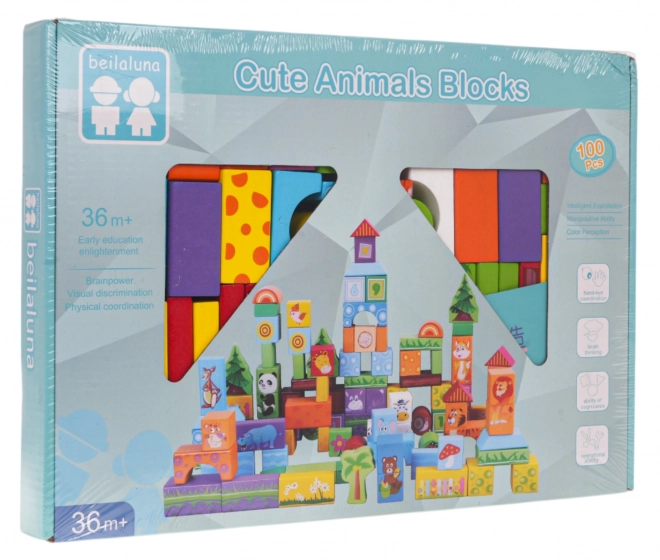 Wooden Animal-Themed Building Blocks Set