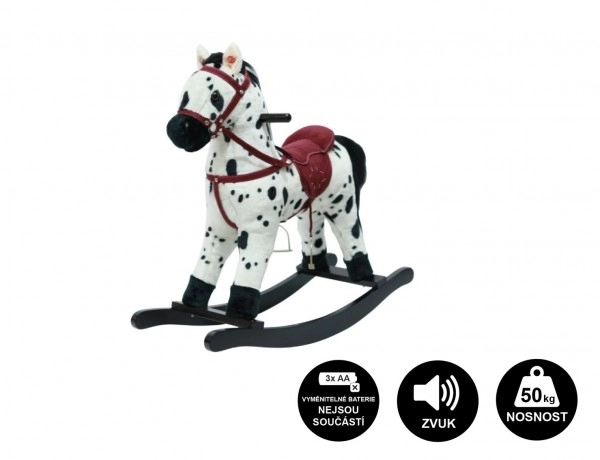 Plush Rocking Horse with Sound and Motion – White and black