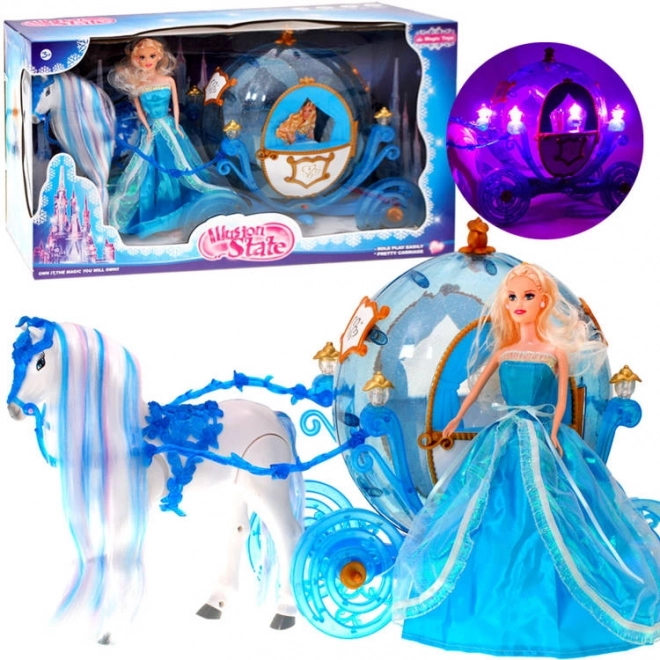 Cinderella Carriage with Horse and Doll in Ball Gown