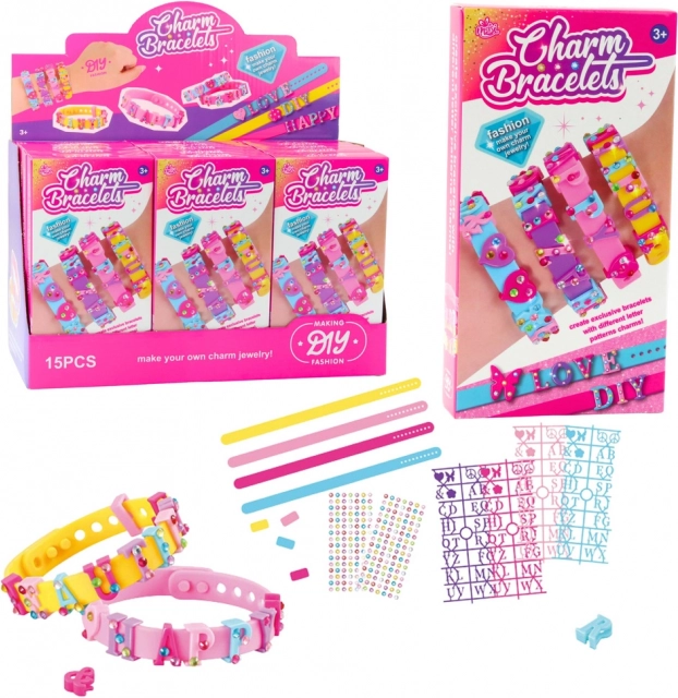 DIY bracelet kit with letter charms – 4 adjustable bracelets