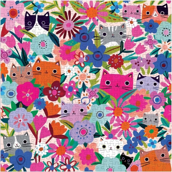 Puzzel Katten in bloemen 500 stukjes