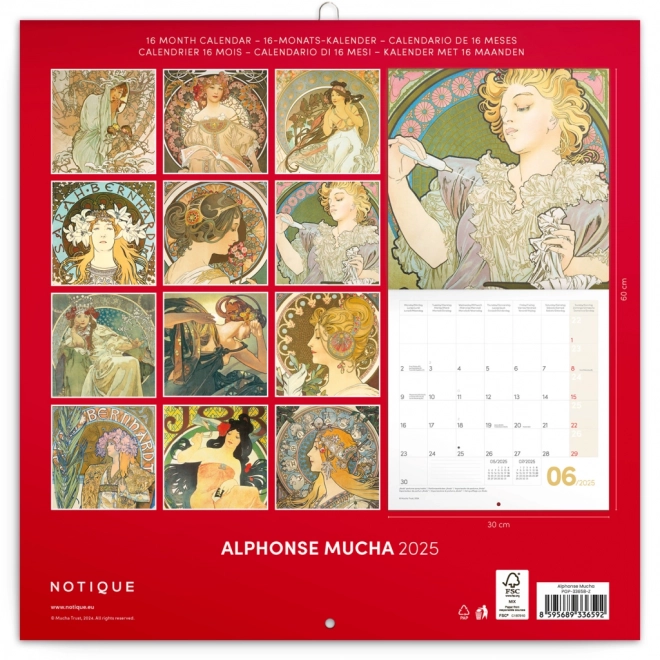 Notique Art Calendar Alfons Mucha 2025