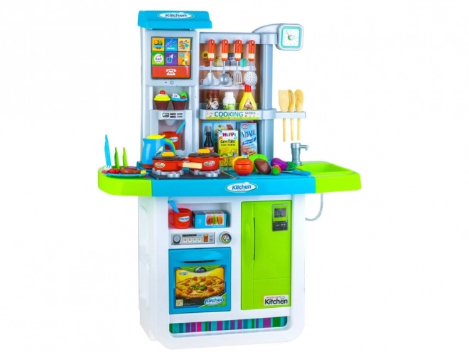 Interactive Children's Kitchen Set with Refrigerator – blue