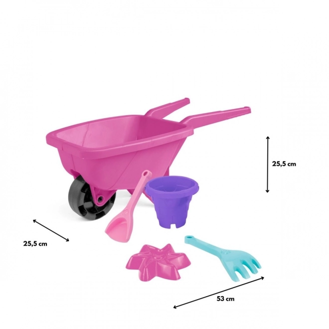Carriola con set per la sabbia rosa