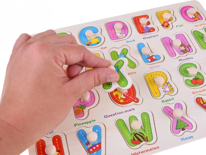 Wooden Alphabet Board with Colorful Letters