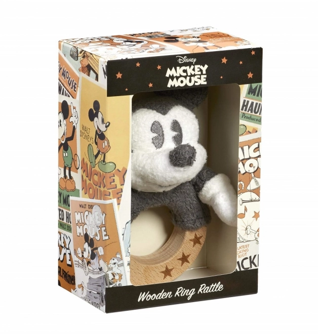 Mickey Mouse Wooden Plush Rattle