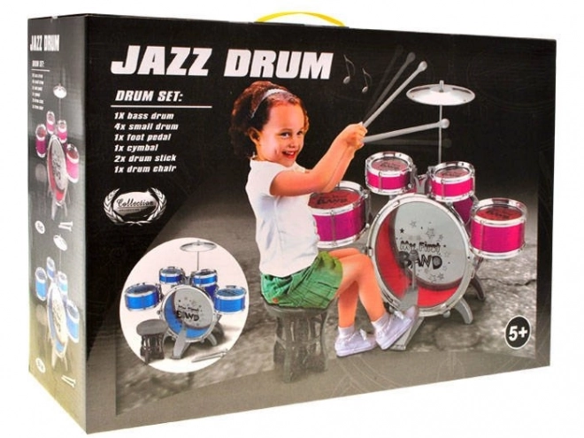 5-Piece Drum Set with Stool – pink