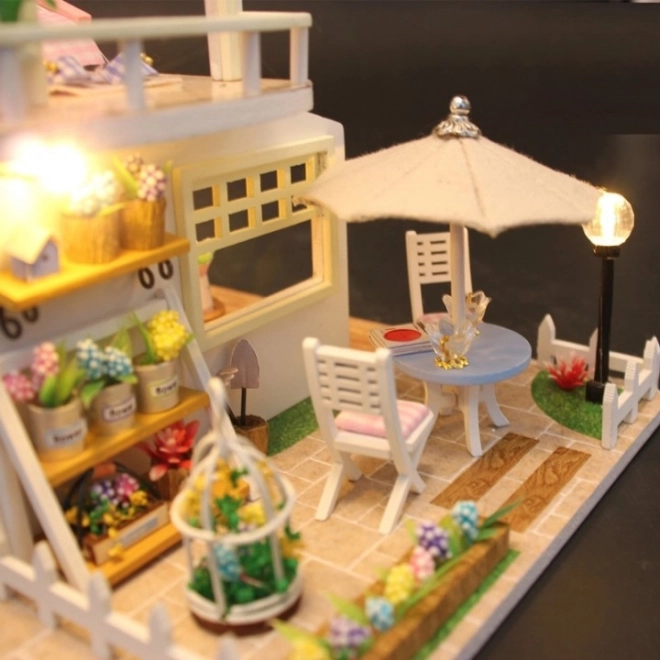 Wooden Dollhouse with LED Lights