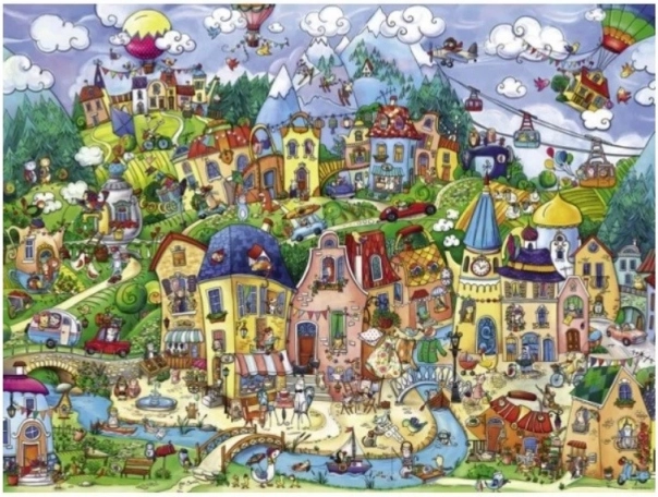 Richly illustrated town full of details