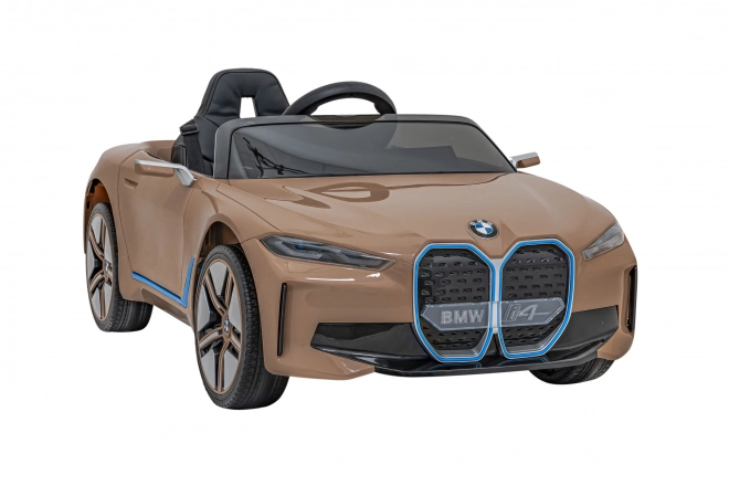 Auto BMW i4 na akumulátor pre deti biele – Zlaté