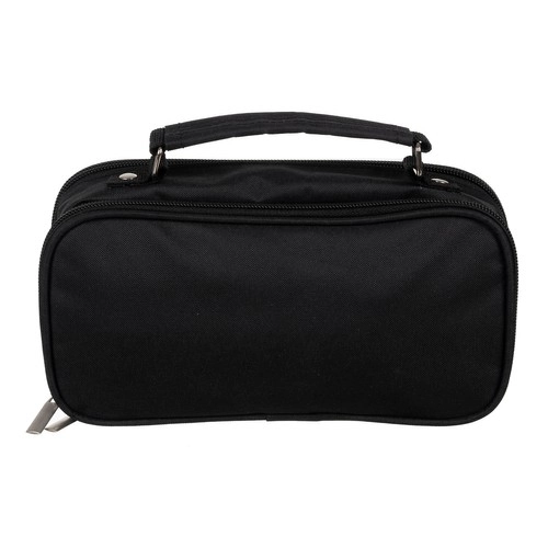 Large Black School Pencil Case - Expandable Dual Compartment