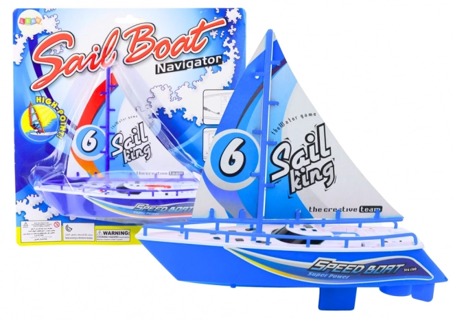 Floating Battery-Powered Blue Boat Toy