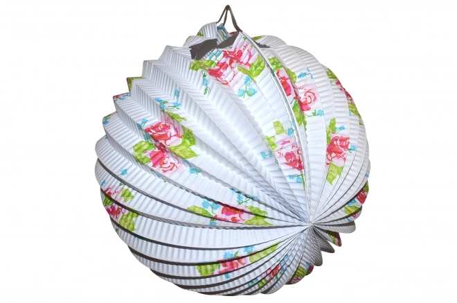 White Paper Lantern with Flowers 25 cm