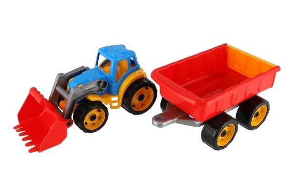 Colorful Tractor with Trailer and Bucket