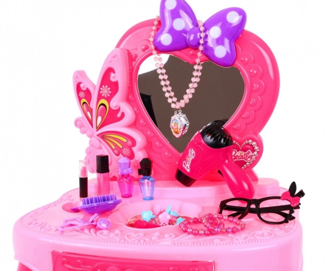 Interactive Pink Vanity Set for Kids with Lights and Styling Accessories