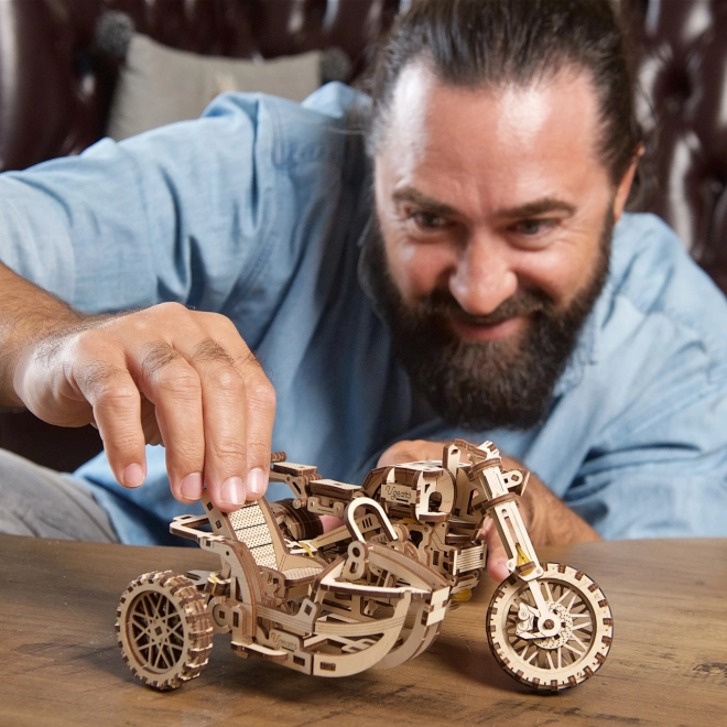 Ugears 3D Wooden Mechanical Puzzle Motorcycle with Sidecar