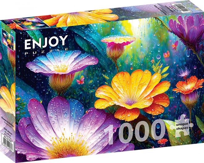 Enjoy puzzle flowers in the rain 1000 pieces