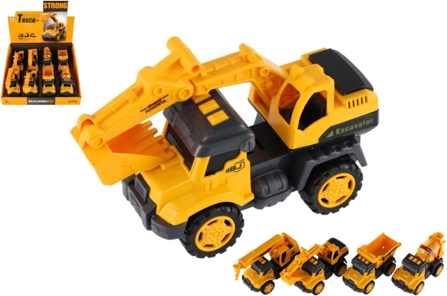 Camion de chantier à inertie 13 cm, métal et plastique, 4 modèles
