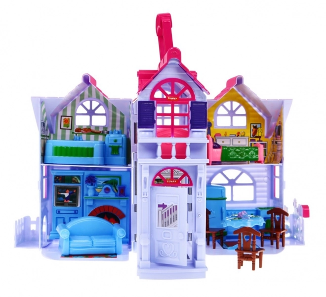 Foldable Dollhouse with Family Figures and Furniture