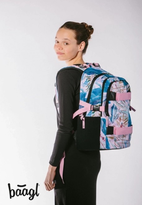 Baagl School Backpack Set: Skate Leafs