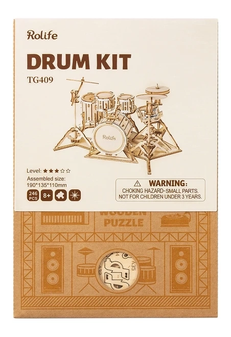 3D Wooden Puzzle Drum Set