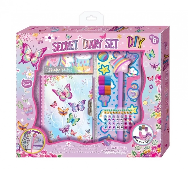 Journal with Lock and Accessories Butterfly Design