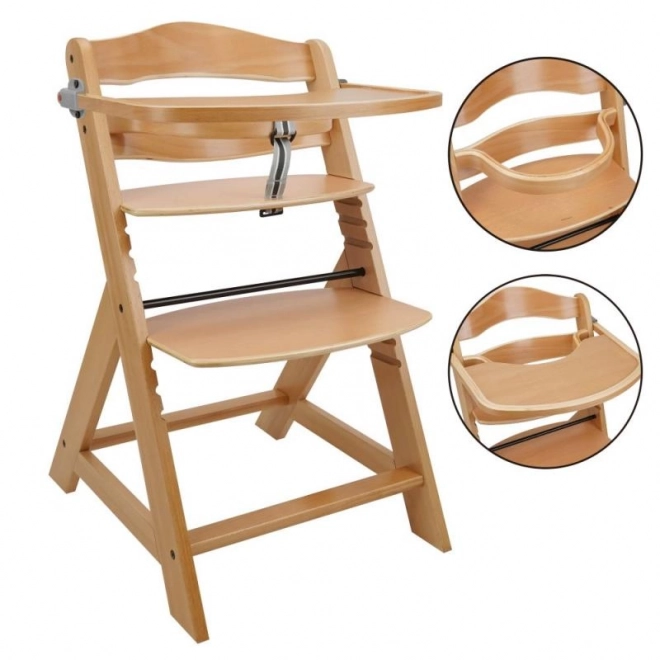 Adjustable High Chair with Tray - Natural