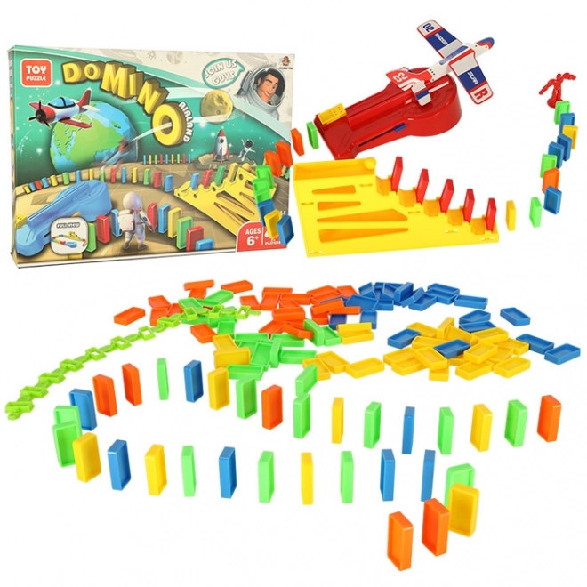 Educational Domino Blocks Airplane Launcher Set