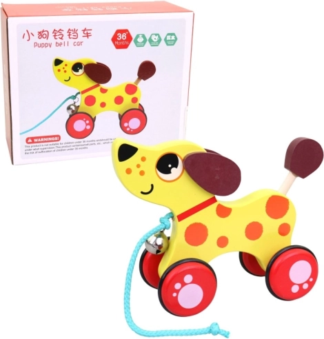 Wooden Pull Toy Dog 17 cm