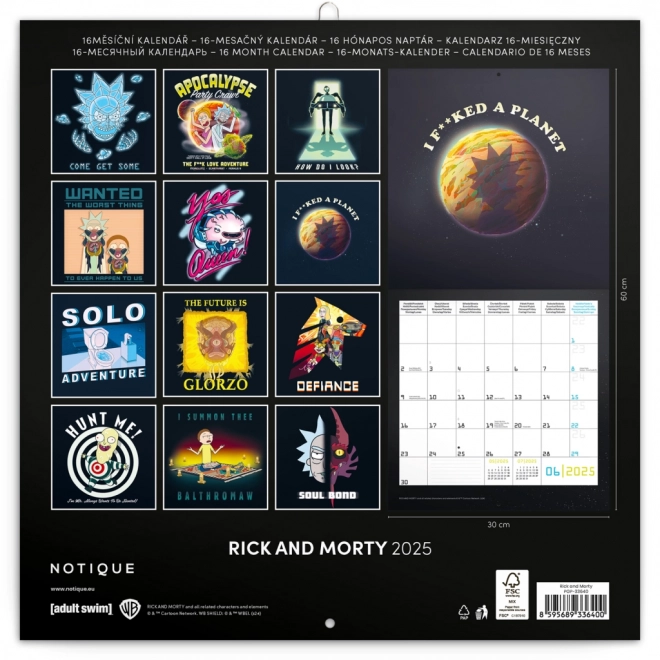 Wall Calendar Rick and Morty 2025