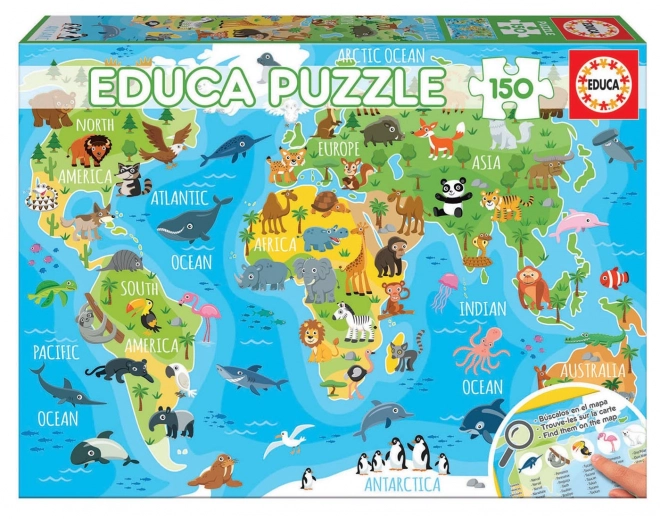 Educa World Animal Map Puzzle 150 Pieces