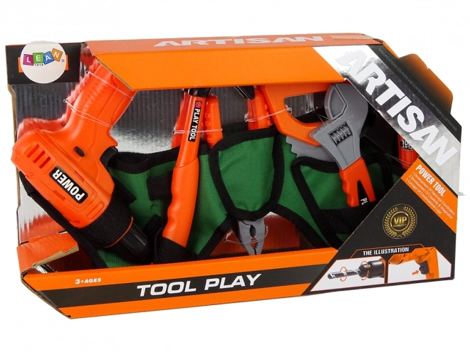 Adjustable Toy Tool Belt with Battery-Powered Drill