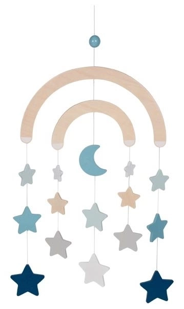 Wooden Hanging Mobile Stars Blue