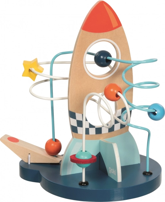 Wooden Space Rocket Catapult with Planets Game